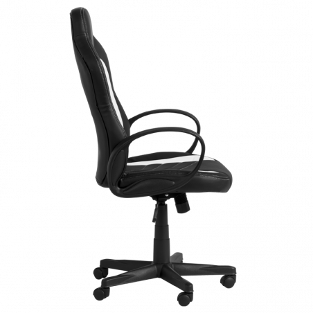 Геймърски стол Carmen 7525, До 130 кг, Еко кожа, Регулиране на люлеенето, Полипропиленови колелца, Черен/бял