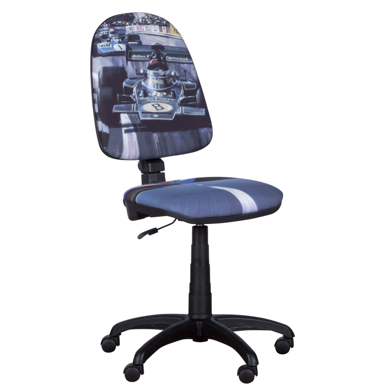 Детски стол Carmen Prestige болид, До 120 кг, Заключване на облегалката във всяка позиция, Коригиране на дълбочина на седалката, Сив/син