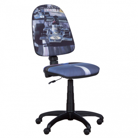 Детски стол Carmen Prestige болид, До 120 кг, Заключване на облегалката във всяка позиция, Коригиране на дълбочина на седалката, Сив/син