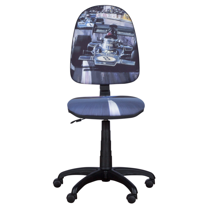 Детски стол Carmen Prestige болид, До 120 кг, Заключване на облегалката във всяка позиция, Коригиране на дълбочина на седалката, Сив/син