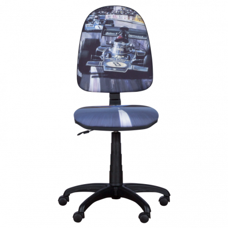 Детски стол Carmen Prestige болид, До 120 кг, Заключване на облегалката във всяка позиция, Коригиране на дълбочина на седалката, Сив/син