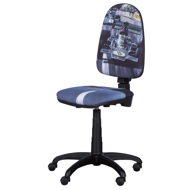 Детски стол Carmen Prestige болид, До 120 кг, Заключване на облегалката във всяка позиция, Коригиране на дълбочина на седалката, Сив/син