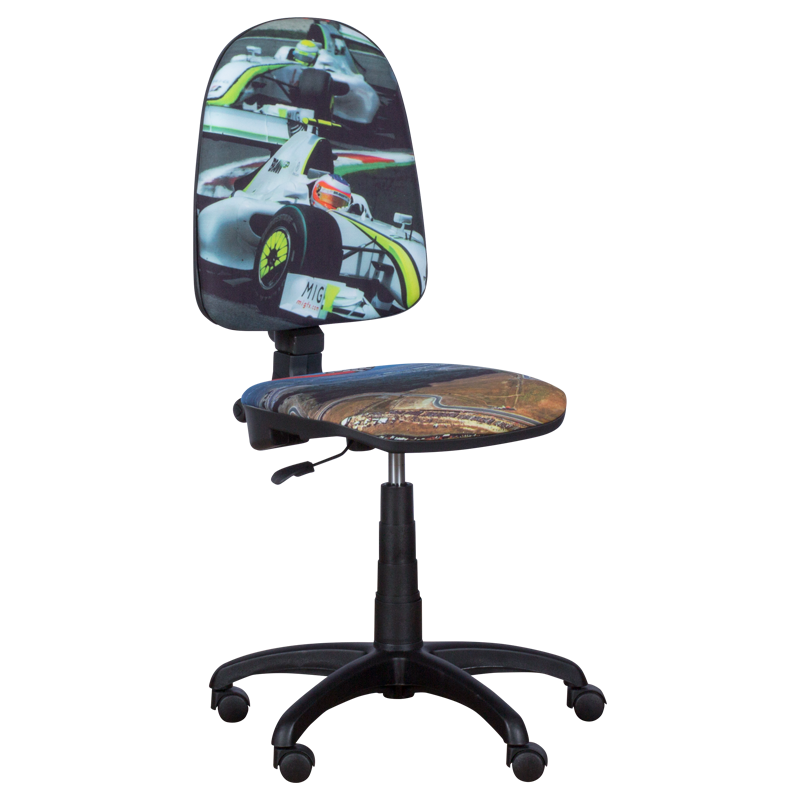 Детски стол Carmen Prestige болид, До 120 кг, Заключване на облегалката във всяка позиция, Коригиране на дълбочина на седалката, Сив/зелен