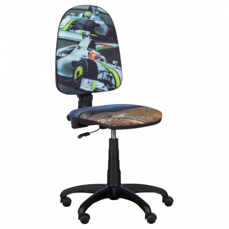 Детски стол Carmen Prestige болид, До 120 кг, Заключване на облегалката във всяка позиция, Коригиране на дълбочина на седалката, Сив/зелен