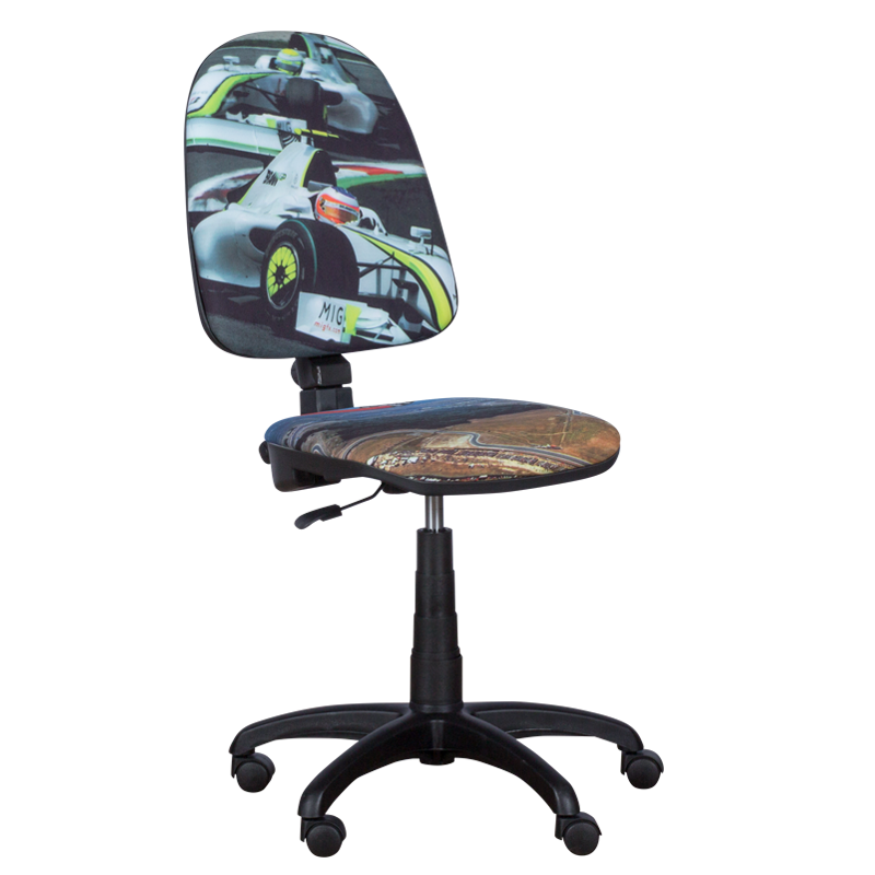 Детски стол Carmen Prestige болид, До 120 кг, Заключване на облегалката във всяка позиция, Коригиране на дълбочина на седалката, Сив/зелен