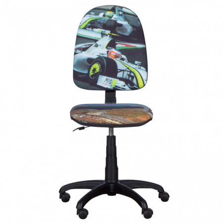 Детски стол Carmen Prestige болид, До 120 кг, Заключване на облегалката във всяка позиция, Коригиране на дълбочина на седалката, Сив/зелен