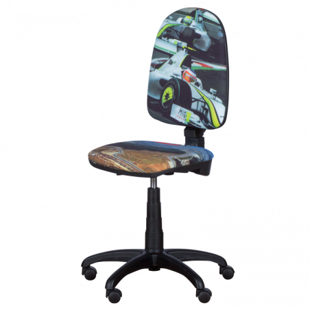 Детски стол Carmen Prestige болид, До 120 кг, Заключване на облегалката във всяка позиция, Коригиране на дълбочина на седалката, Сив/зелен