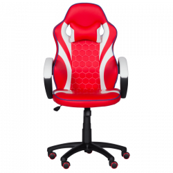 Геймърски стол с футболни мотиви Carmen 6300, До 100 кг, Еко кожа, Регулиране на люлеенето, Силиконови колелца, Червен/бял