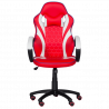 Геймърски стол с футболни мотиви Carmen 6300, До 100 кг, Еко кожа, Регулиране на люлеенето, Силиконови колелца, Червен/бял