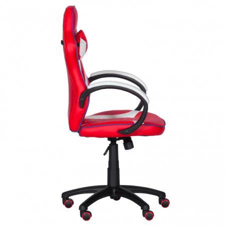 Геймърски стол с футболни мотиви Carmen 6300, До 100 кг, Еко кожа, Регулиране на люлеенето, Силиконови колелца, Червен/бял