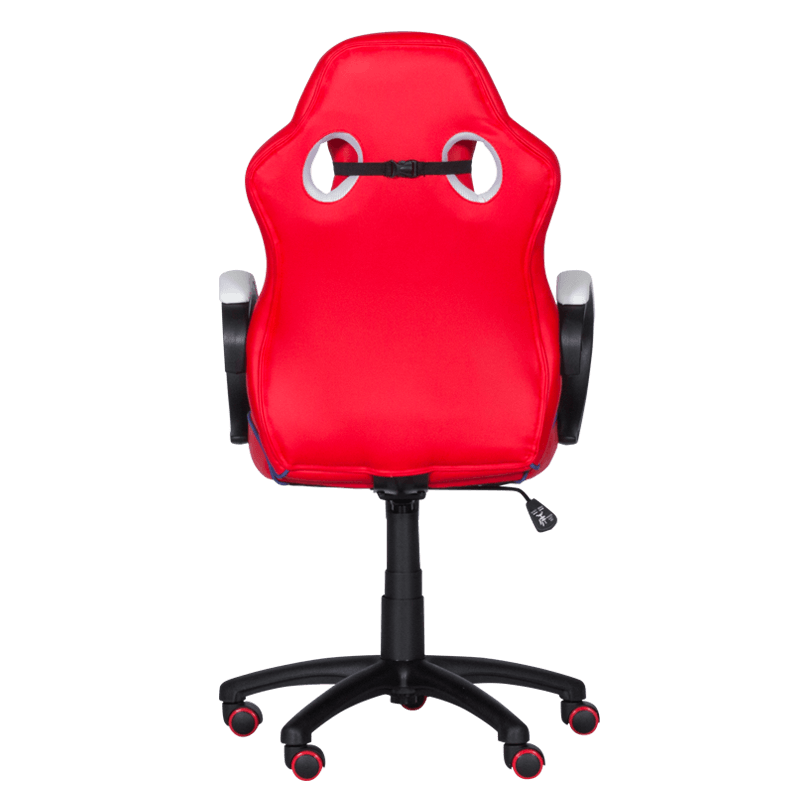 Геймърски стол с футболни мотиви Carmen 6300, До 100 кг, Еко кожа, Регулиране на люлеенето, Силиконови колелца, Червен/бял