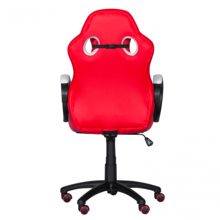 Геймърски стол с футболни мотиви Carmen 6300, До 100 кг, Еко кожа, Регулиране на люлеенето, Силиконови колелца, Червен/бял