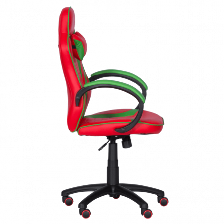 Геймърски стол с футболни мотиви Carmen 6304, До 100 кг, Еко кожа, Регулиране на люлеенето, Силиконови колелца, Червен/зелен