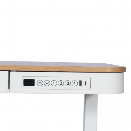 Ергономично регулируемо бюро Carmen CR-118 E, Нивелиращи се крака, Панел за управление, Дисплей, USB, Памет, Сензор против сблъсък, Бял/бук