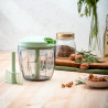 Ръчен чопър с въже Rosberg R51215B, 900 ml, 5 ножа, Приставка за яйца, Зелен