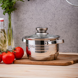 Комплект тенджери и тигани Oliver Voltz OV51210R20B, 20 части, Многослойно дъно, Индукция, Неръждаема стомана, Аксесоари, Сребрист