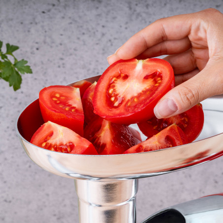 Месомелачка с приставка за домати Oliver Voltz OV51991A, 1400W, Обратен ход, Аксесоари за сосове и Kubbe, Червен