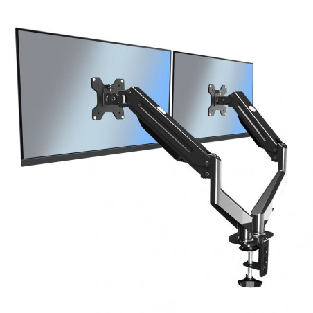 Стойка за монитори Esperanza ERW020, 17"-27", За 2 монитора, Пружинен механизъм, VESA 75/100 mm, До 6 кг на рамо, Черен