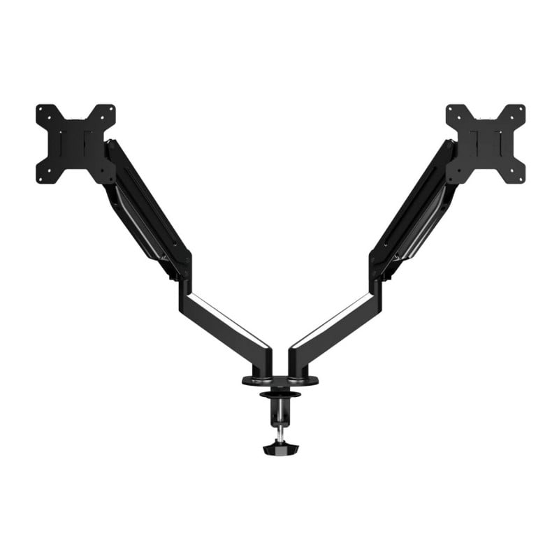 Стойка за монитори Esperanza ERW020, 17"-27", За 2 монитора, Пружинен механизъм, VESA 75/100 mm, До 6 кг на рамо, Черен