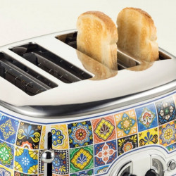 Тостер за хляб Ariete Positano 0156/0P, 1600W, 4 филии, 3 функции, 6 степени, Подвижна тава за трохи, Бял/жълт