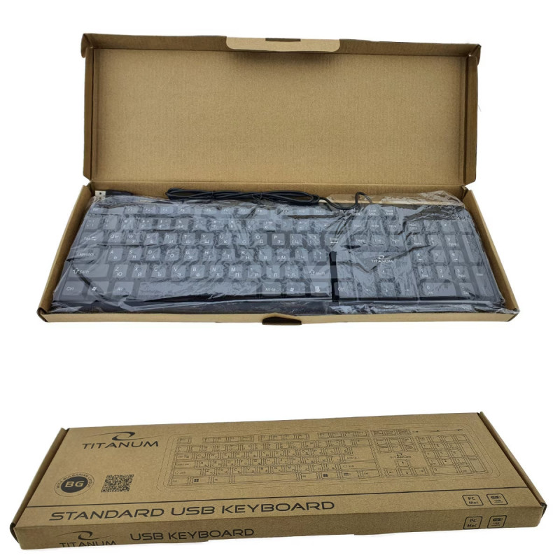 Клавиатура Titanium TK101BG, USB 2.0, Кирилизация, Черен