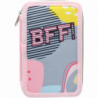 Несесер Optimum BFF, Зареден с принадлежности, 3 отделения, Сив/розов