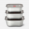 Комплект 3 бр кутии за храна Black+Blum Meal Prep FBSS-BX-PACK1, 0.6/0.9/1.2 l, Правоъгълни, Подходящи за фурна, Без BPA, Неръждаема стомана, Сив