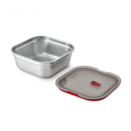 Кутия за храна Black+Blum FBSS-SQ-L017, 1.4 l, Квадратна, Подходяща за фурна, Без BPA, Неръждаема стомана, Сив