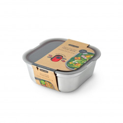 Кутия за храна Black+Blum FBSS-SQ-L017, 1.4 l, Квадратна, Подходяща за фурна, Без BPA, Неръждаема стомана, Сив