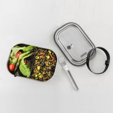 Кутия за храна Black+Blum BAM-SS-L018, 1 l, Правоъгълна, Подходяща за фурна, Без BPA, Неръждаема стомана, Сив