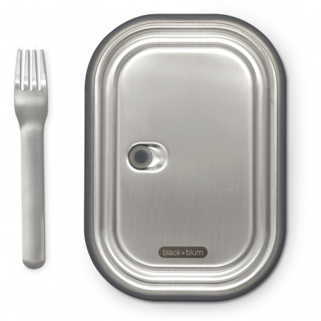 Кутия за храна Black+Blum BAM-SS-L018, 1 l, Правоъгълна, Подходяща за фурна, Без BPA, Неръждаема стомана, Сив