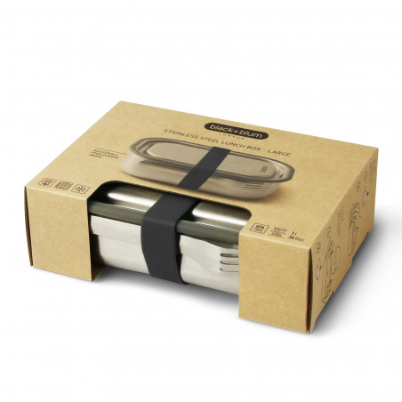 Кутия за храна Black+Blum BAM-SS-L018, 1 l, Правоъгълна, Подходяща за фурна, Без BPA, Неръждаема стомана, Сив