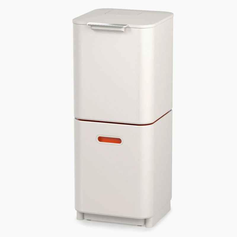 Кошче за боклук 3в1 Joseph Joseph Totem Compact 30064, 2x20 л, 3 л контейнер за оптадъци, Вертикален дизайн, Сменяеми филтри с активен въглен, Бежов