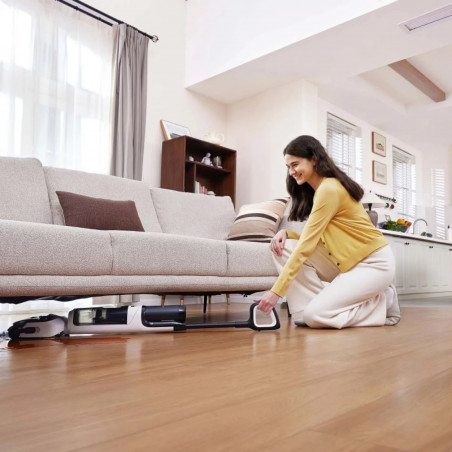 Вертикална прахосмукачка Tineco Floor One Switch S6 Stretch Plus 5в1, 21000 Pa, Сухо/Мокро, 0.72 л мръсна/0.8 л чиста, Wi-Fi, iLoop адаптивна мощност, Черен/бял