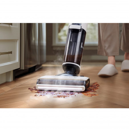 Вертикална прахосмукачка Tineco Floor One S7 Steam Plus 4В1, 240W, Сухо/Мокро, 0.7 л мръсна/0.8 л чиста, LED екран и осветление, Пара + сушене, Бял/черен