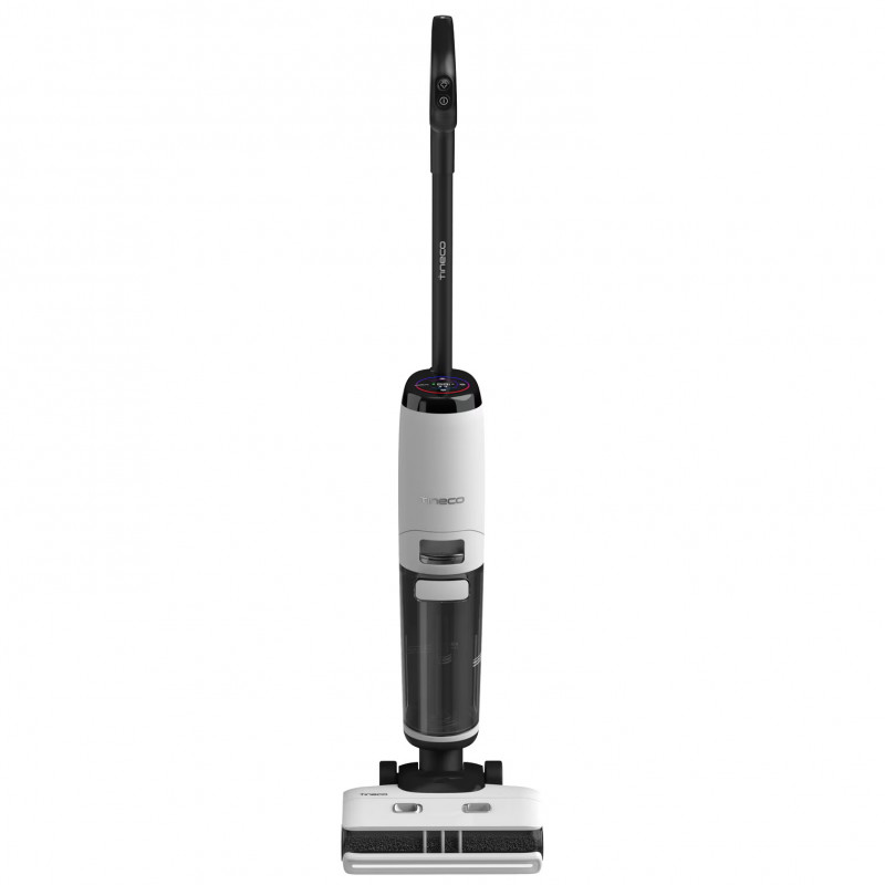Вертикална прахосмукачка Tineco Floor One S7 Steam Plus 4В1, 240W, Сухо/Мокро, 0.7 л мръсна/0.8 л чиста, LED екран и осветление, Пара + сушене, Бял/черен