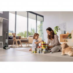 Вертикална прахосмукачка Tineco Floor One S7 Steam Plus 4В1, 240W, Сухо/Мокро, 0.7 л мръсна/0.8 л чиста, LED екран и осветление, Пара + сушене, Бял/черен