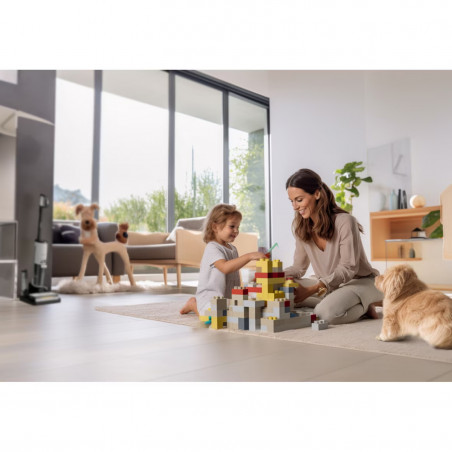 Вертикална прахосмукачка Tineco Floor One S7 Steam Plus 4В1, 240W, Сухо/Мокро, 0.7 л мръсна/0.8 л чиста, LED екран и осветление, Пара + сушене, Бял/черен