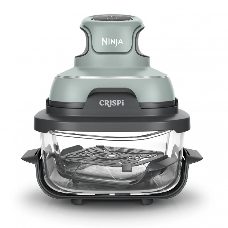 Фритюрник с горещ въздух преносим 4в1 Ninja CRISPi FN101EUSG, 1700W, 3.8l, 6 порции, 2 стъклени контейнера, 4 програми, Без PFAS и BPA, Зелен