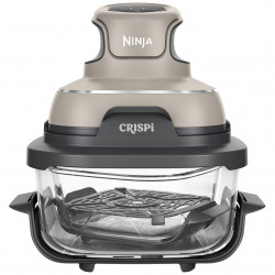 Фритюрник с горещ въздух преносим 4в1 Ninja CRISPi FN101EUST, 1700W, 3.8l, 6 порции, 2 стъклени контейнера, 4 програми, Без PFAS и BPA, Бежов