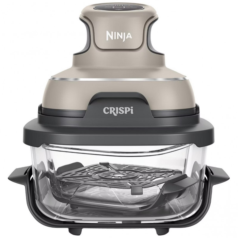 Фритюрник с горещ въздух преносим 4в1 Ninja CRISPi FN101EUST, 1700W, 3.8l, 6 порции, 2 стъклени контейнера, 4 програми, Без PFAS и BPA, Бежов