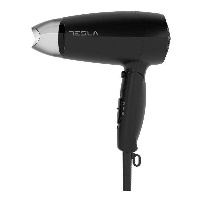 Сешоар Tesla DRH200BT, Сгъваем, 1600W, 16800 об/мин, 2 скорости, 2 температурни настройки, Концентратор, Студена струя, Черен