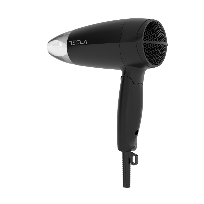 Сешоар Tesla DRH200BT, Сгъваем, 1600W, 16800 об/мин, 2 скорости, 2 температурни настройки, Концентратор, Студена струя, Черен
