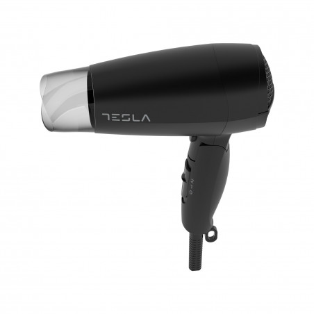 Сешоар Tesla DRH200BT, Сгъваем, 1600W, 16800 об/мин, 2 скорости, 2 температурни настройки, Концентратор, Студена струя, Черен