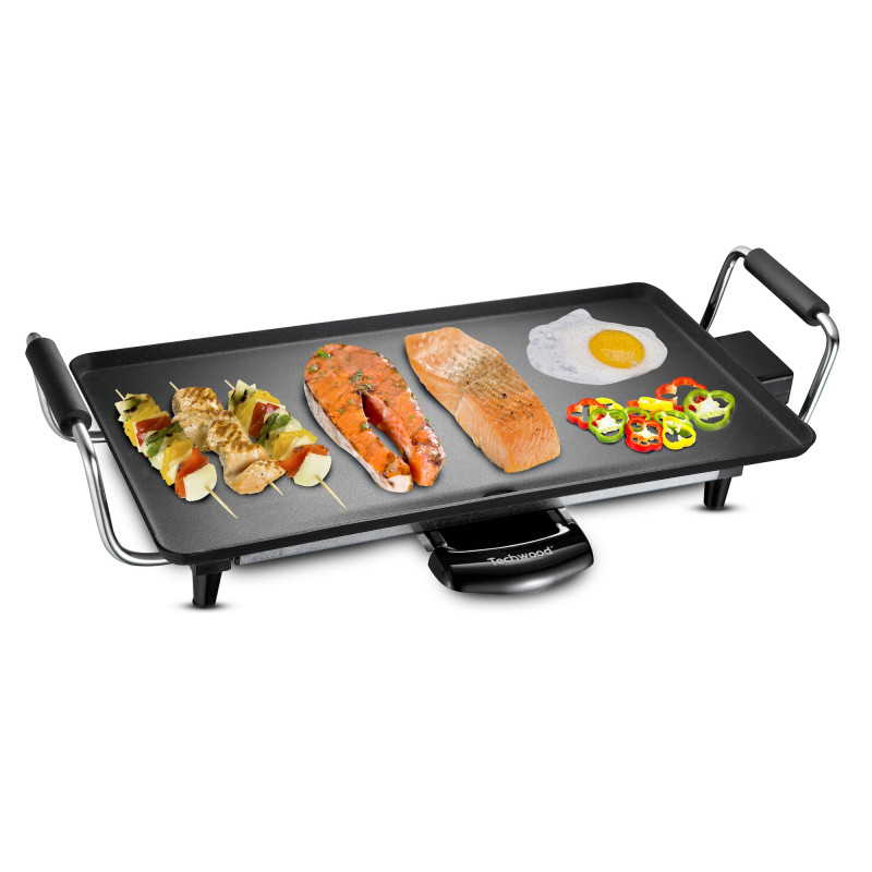Скара тепаняки Techwood TTP-2343, 2000W, 43x23 см, Незалепващо покритие, Термостат, Черен