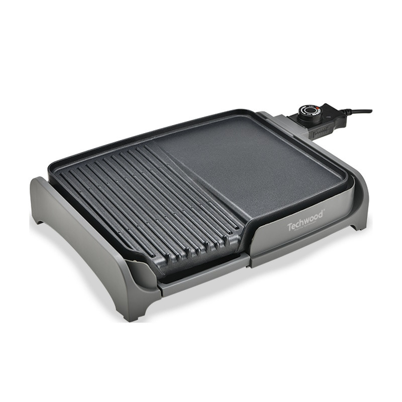 Скара тепаняки с грил 2в1 Techwood TTG-3326/2, 1600W, 33x26 см, Незалепващо покритие, Термостат, Черен