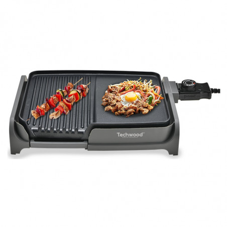 Скара тепаняки с грил 2в1 Techwood TTG-3326/2, 1600W, 33x26 см, Незалепващо покритие, Термостат, Черен