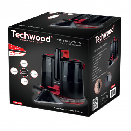 Прахосмукачка за пране на килими и тапицерия Techwood TAN-6055, 600W, Резервоар за чиста и отпадъчна вода, Черен/червен