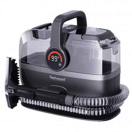 Мултифункционален почистващ уред с пара и вакуум Techwood TAN-7066V, 600/800W, Резервоар за чиста и отпадъчна вода, 3 режима, Дигитален дисплей, Тъмносив