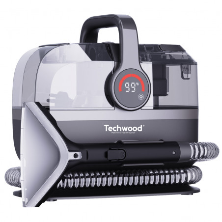 Мултифункционален почистващ уред с пара и вакуум Techwood TAN-7066V, 600/800W, Резервоар за чиста и отпадъчна вода, 3 режима, Дигитален дисплей, Тъмносив